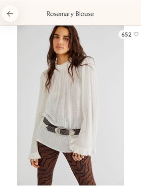 Free People Rosemary Blouse - Cream Long-Sleeve Smocked Neck